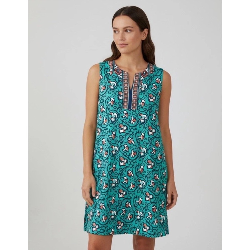 Coolibar Oceanside Teal Print UPF 50+ Tank Dress Sleeveless Size M Floral